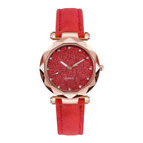 Casual Women Romantic Starry Sky Wrist Watch Leather Rhinestone