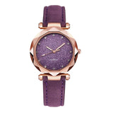 Casual Women Romantic Starry Sky Wrist Watch Leather Rhinestone