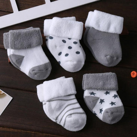 5 Pair/lot new cotton thick baby toddler socks