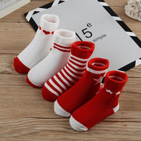 5 Pair/lot new cotton thick baby toddler socks