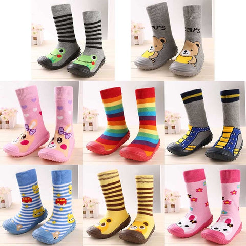 Newborn Baby Boys Girls Socks With Anti-Slip Soft Rubber